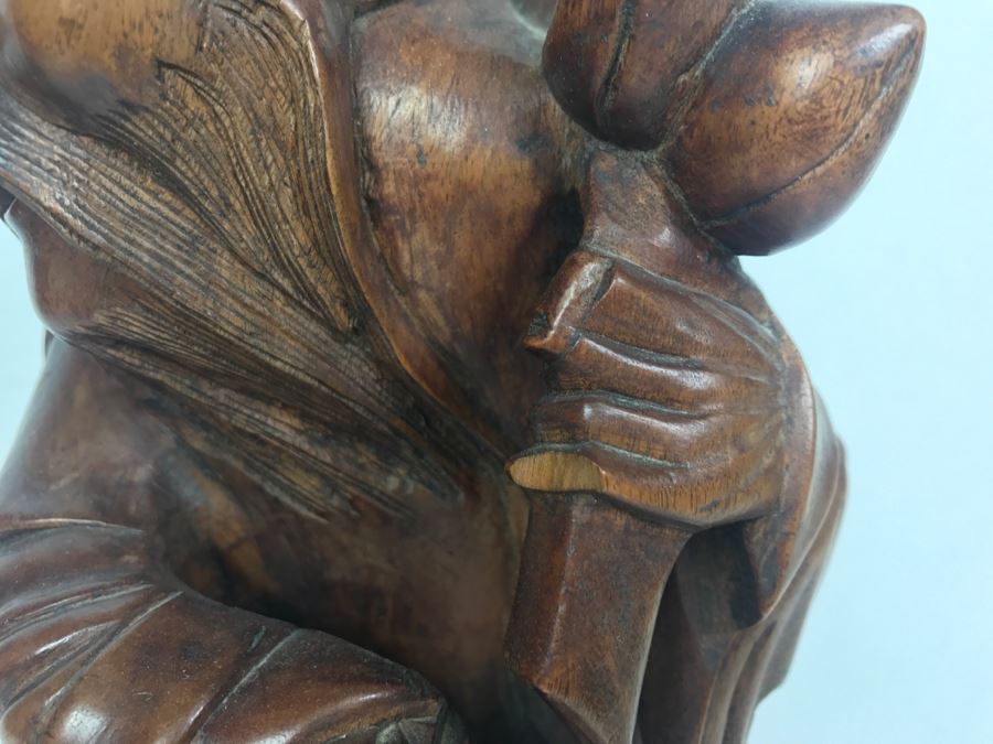 Asian Wood Carved Sculpture Of Elder Man [Photo 10]