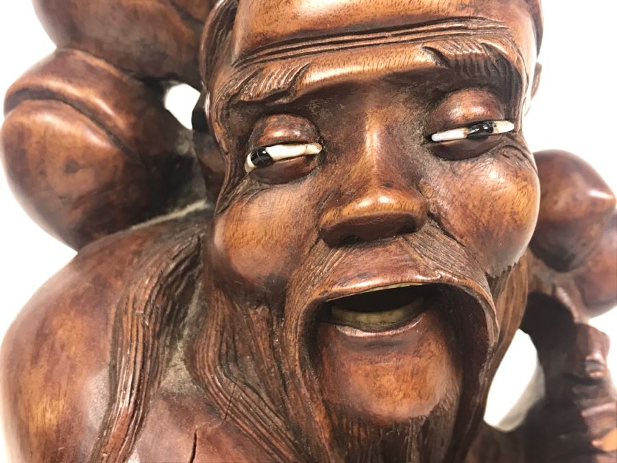 Asian Wood Carved Sculpture Of Elder Man [Photo 22]