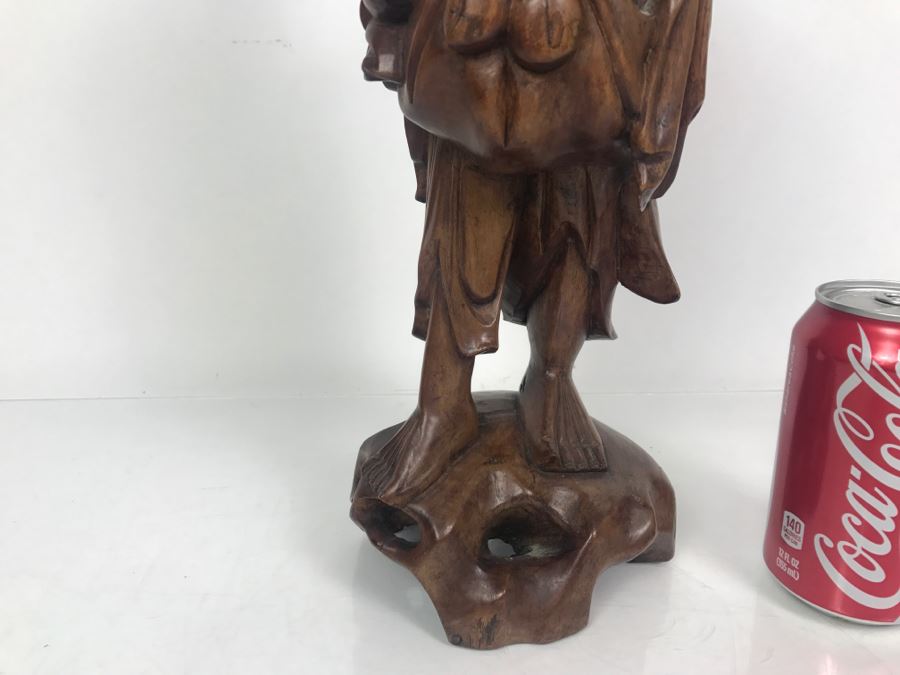 Asian Wood Carved Sculpture Of Elder Man [Photo 12]