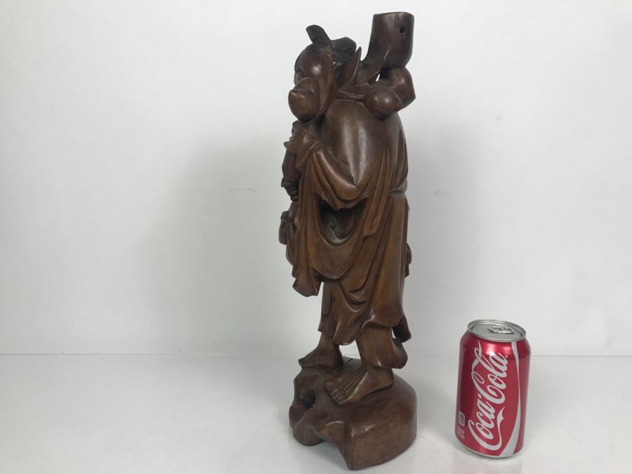 Asian Wood Carved Sculpture Of Elder Man [Photo 15]