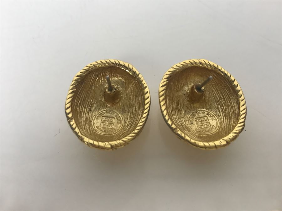 Vintage Givenchy Gold Tone Post Earrings And Monet Faux Pearl Necklace [Photo 5]