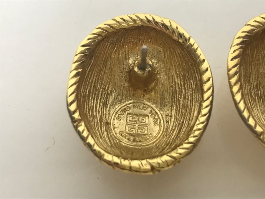 Vintage Givenchy Gold Tone Post Earrings And Monet Faux Pearl Necklace [Photo 6]