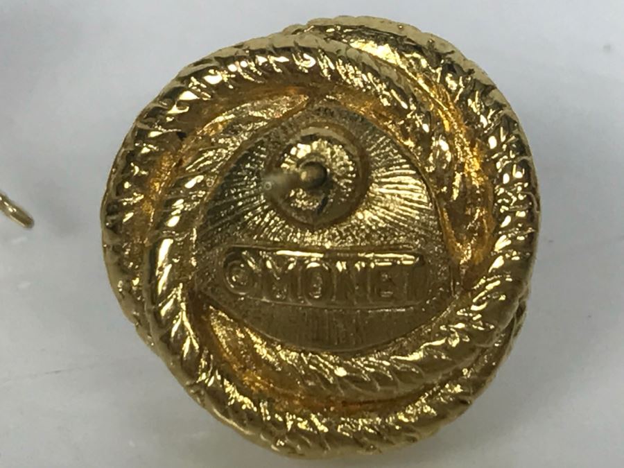 Vintage Monet Gold Tone With Faux Pearl Post Earrings And Napier Gold And Silver Tone Necklace [Photo 5]