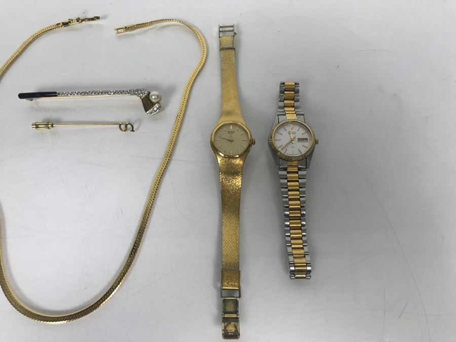 Pair Of Women's SEIKO Watches And Various Costume Jewelry [Photo 6]