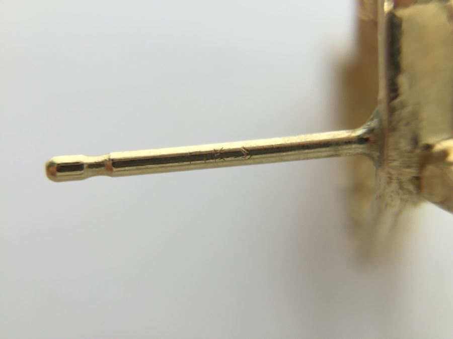 14k Yellow Gold With Blue Stone Bull Terrior Post Earrings 3.3g [Photo 15]