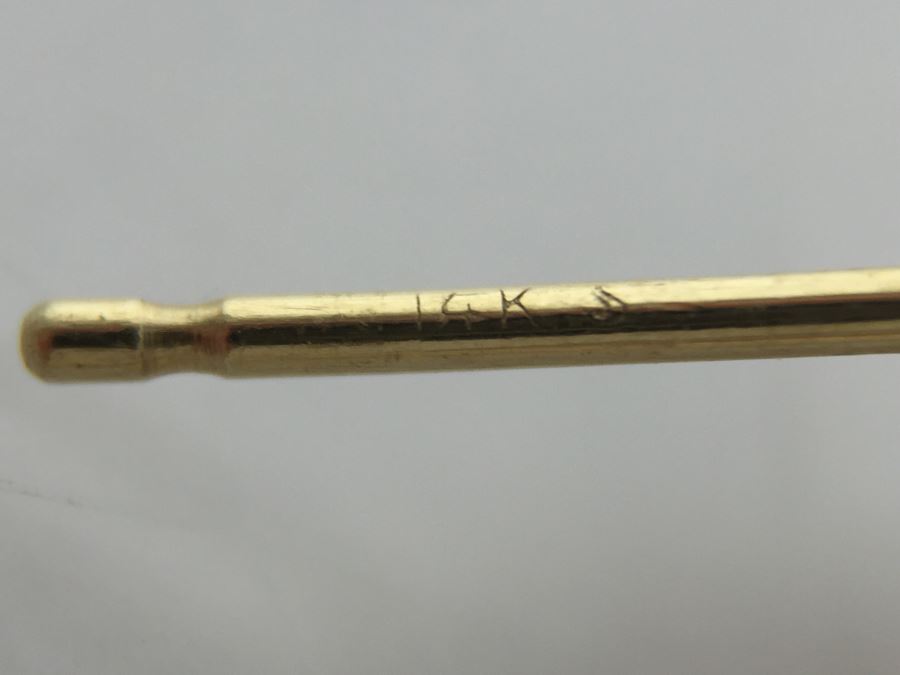 14k Yellow Gold With Blue Stone Bull Terrior Post Earrings 3.3g [Photo 18]