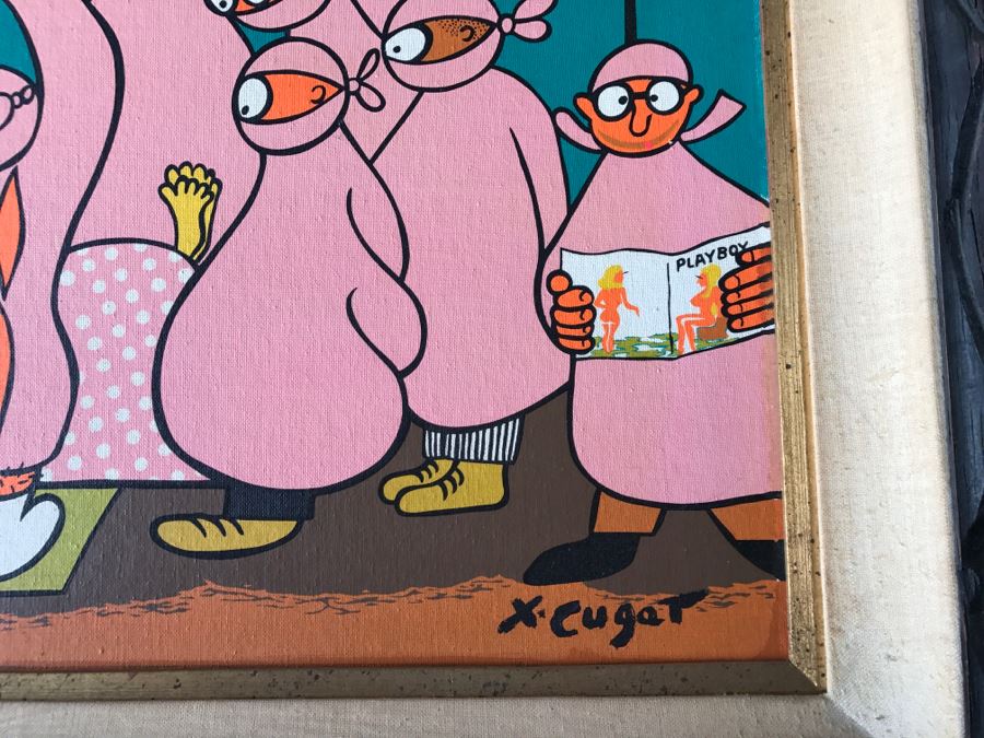 Xavier Cugat Silk Screen Signed By Cugat Titled 'Operation Centerfold' In Wooden Frame [Photo 4]