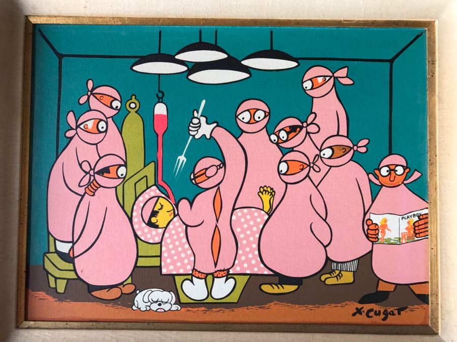 Xavier Cugat Silk Screen Signed By Cugat Titled 'Operation Centerfold' In Wooden Frame [Photo 3]