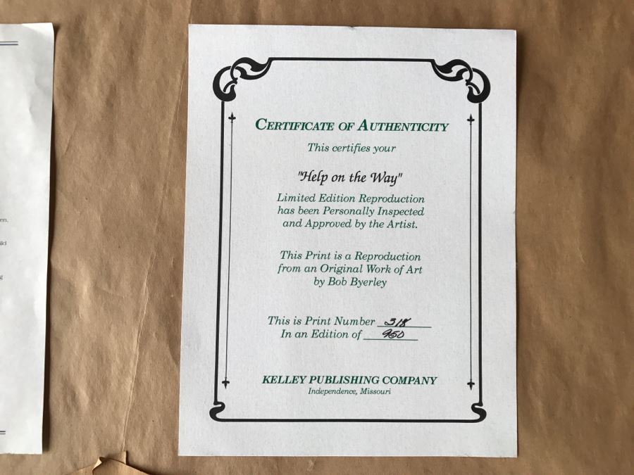 Framed Limited Edition Print Titled 'Help On The Way' By Bob Byerley Hand Signed 318 Of 950 24X30' [Photo 19]