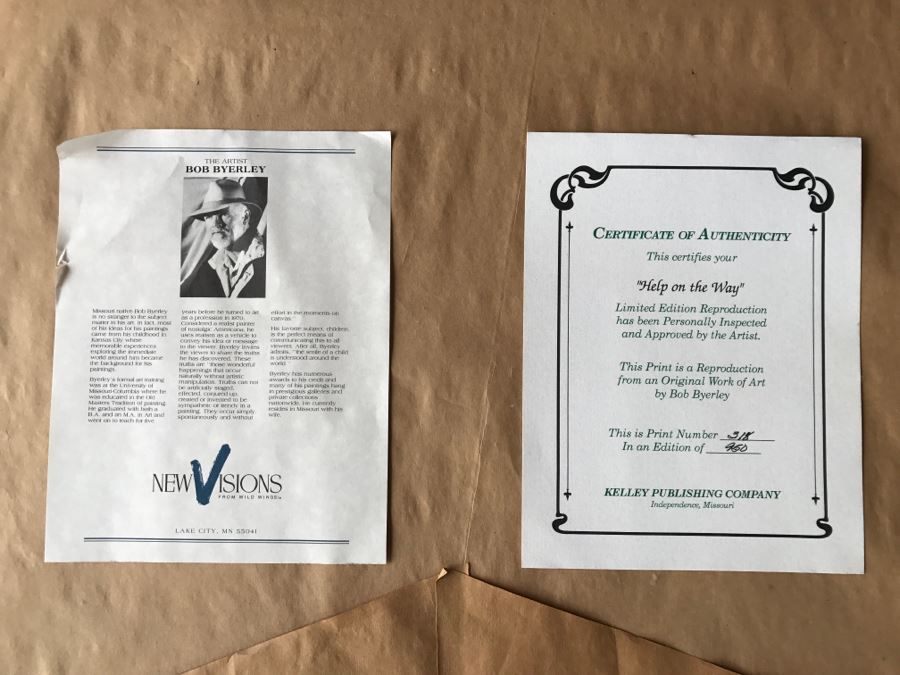 Framed Limited Edition Print Titled 'Help On The Way' By Bob Byerley Hand Signed 318 Of 950 24X30' [Photo 18]