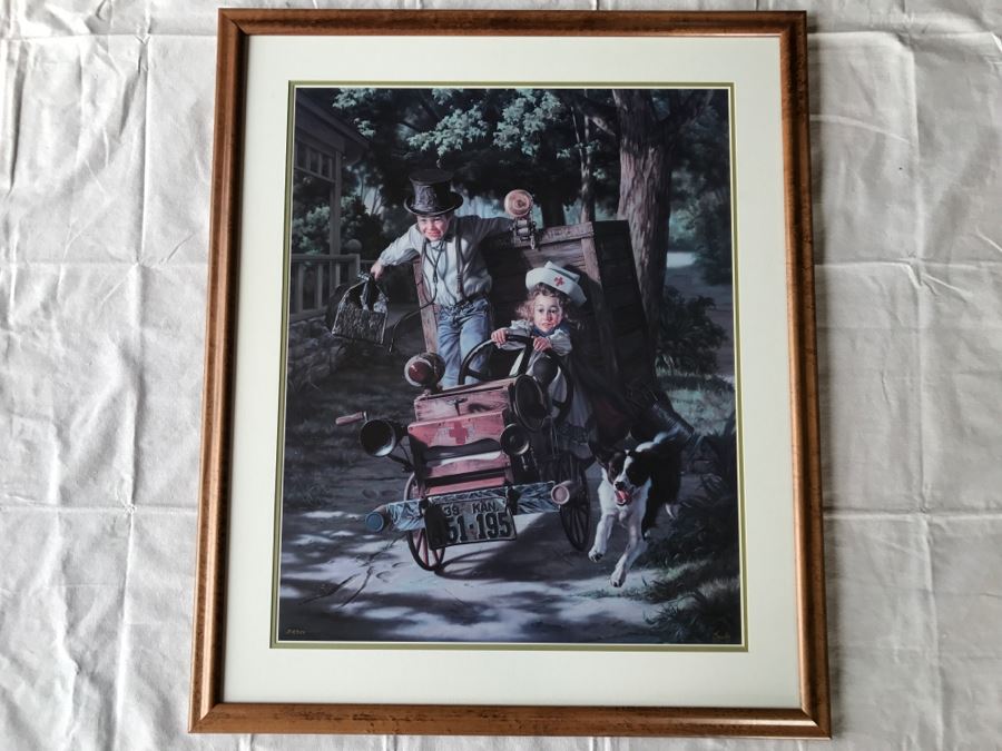 Framed Limited Edition Print Titled 'Help On The Way' By Bob Byerley Hand Signed 318 Of 950 24X30'