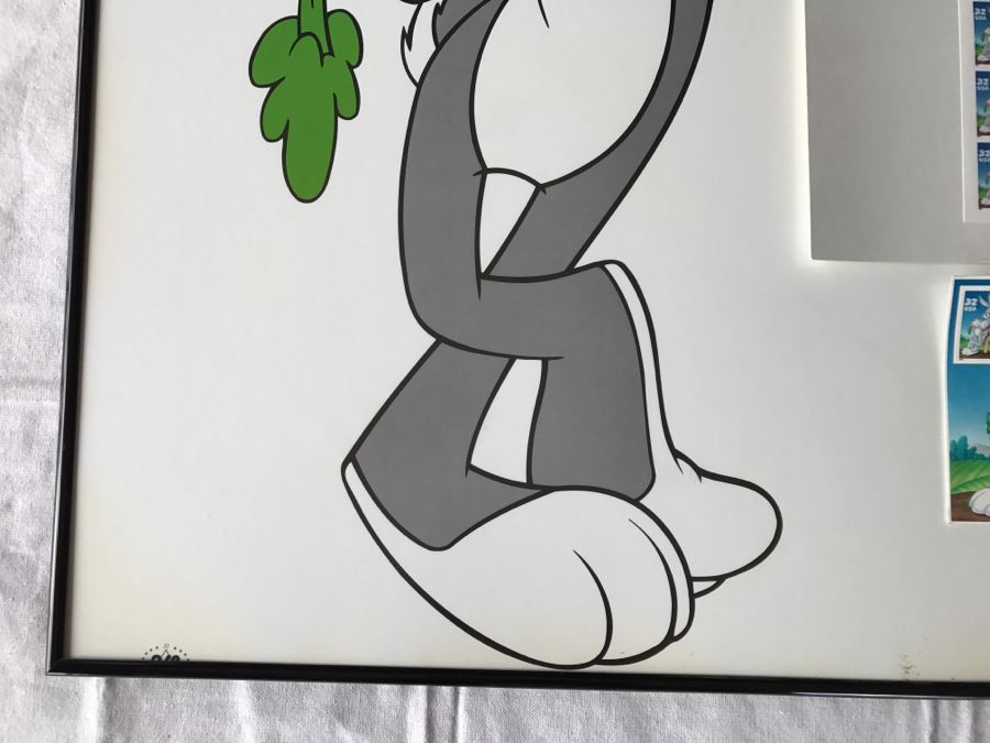 Bugs Bunny 'What's Up Doc?' Poster Print With Sheet Of Mint USPS 32c Stamps (Chip In Glass In Lower Right) [Photo 5]