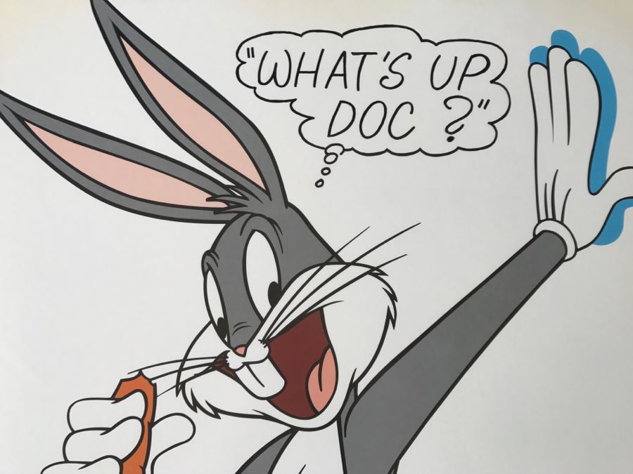 Bugs Bunny 'What's Up Doc?' Poster Print With Sheet Of Mint USPS 32c Stamps (Chip In Glass In Lower Right) [Photo 3]