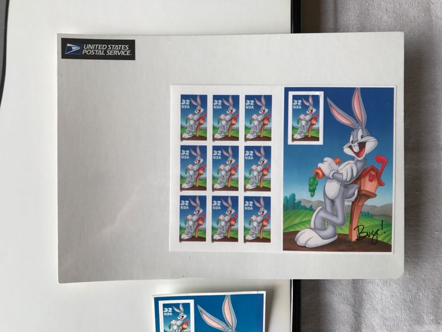 Bugs Bunny 'What's Up Doc?' Poster Print With Sheet Of Mint USPS 32c Stamps (Chip In Glass In Lower Right) [Photo 6]