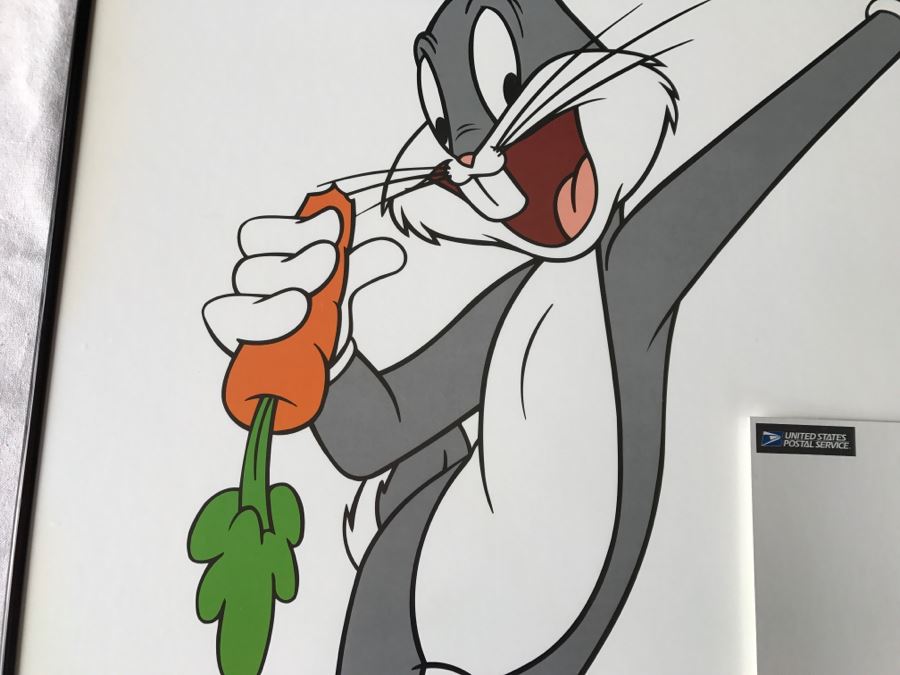 Bugs Bunny 'What's Up Doc?' Poster Print With Sheet Of Mint USPS 32c Stamps (Chip In Glass In Lower Right) [Photo 4]