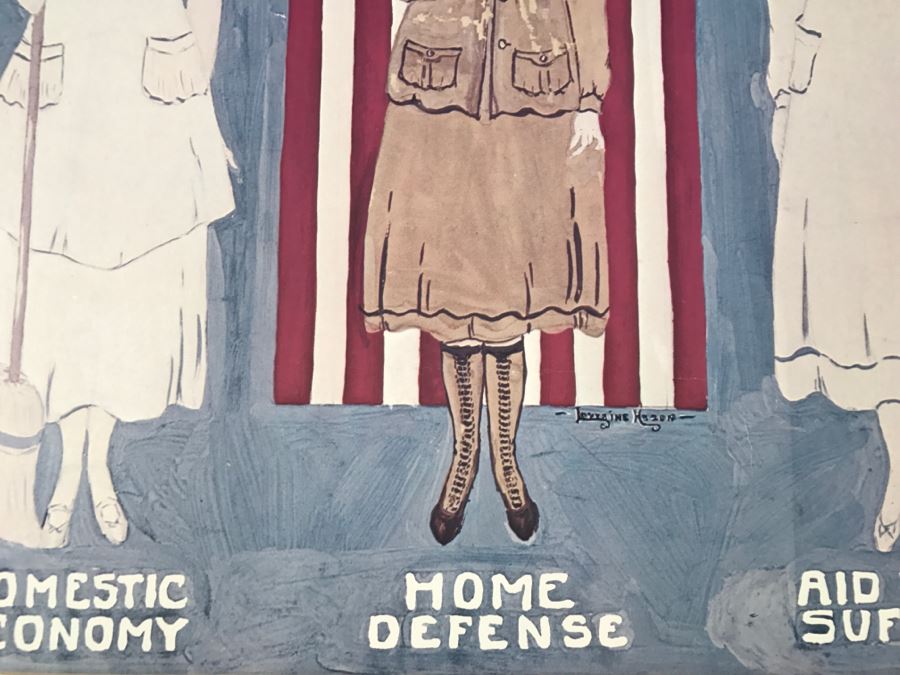 Framed 'Feminine Patriotism' Print World War I Government Reproduction Poster [Photo 6]