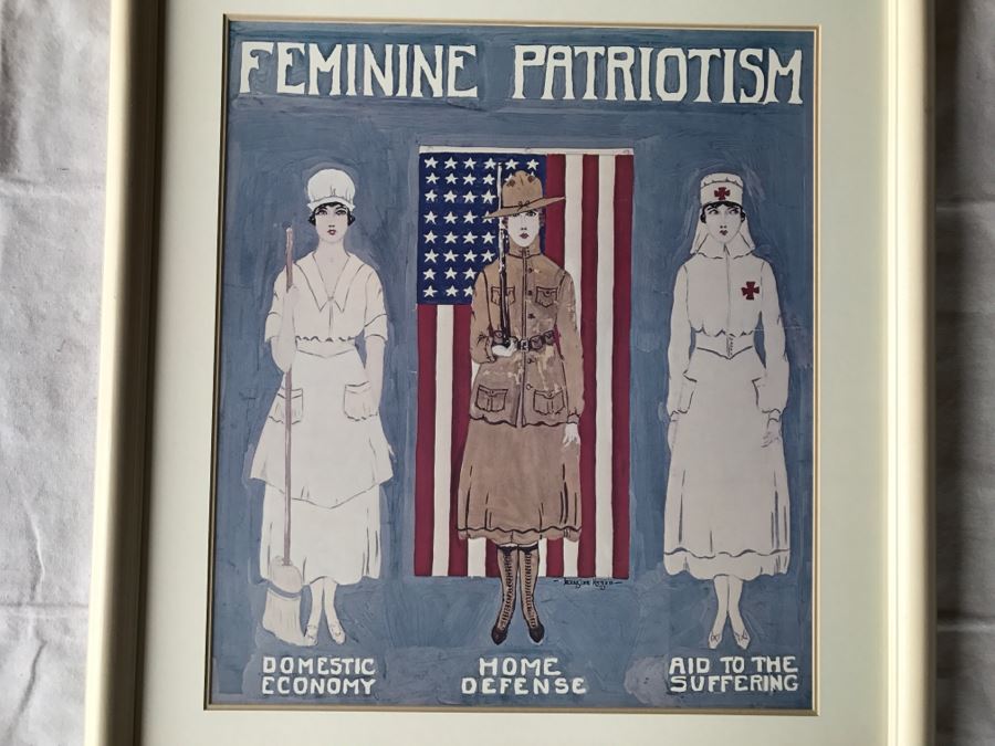Framed 'Feminine Patriotism' Print World War I Government Reproduction Poster [Photo 2]