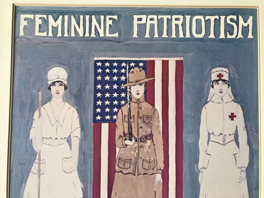 Framed 'Feminine Patriotism' Print World War I Government Reproduction Poster [Photo 3]