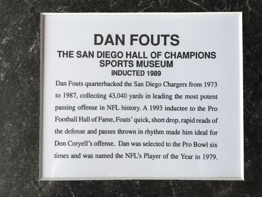 Dan Fouts San Diego Chargers Print From Breitbard Hall Of Fame 20 Of 150 Hand Signed By Dan Fouts And Artist (Glass Has Chip In Upper Right) [Photo 8]