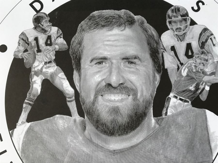 Dan Fouts San Diego Chargers Print From Breitbard Hall Of Fame 20 Of 150 Hand Signed By Dan Fouts And Artist (Glass Has Chip In Upper Right) [Photo 7]