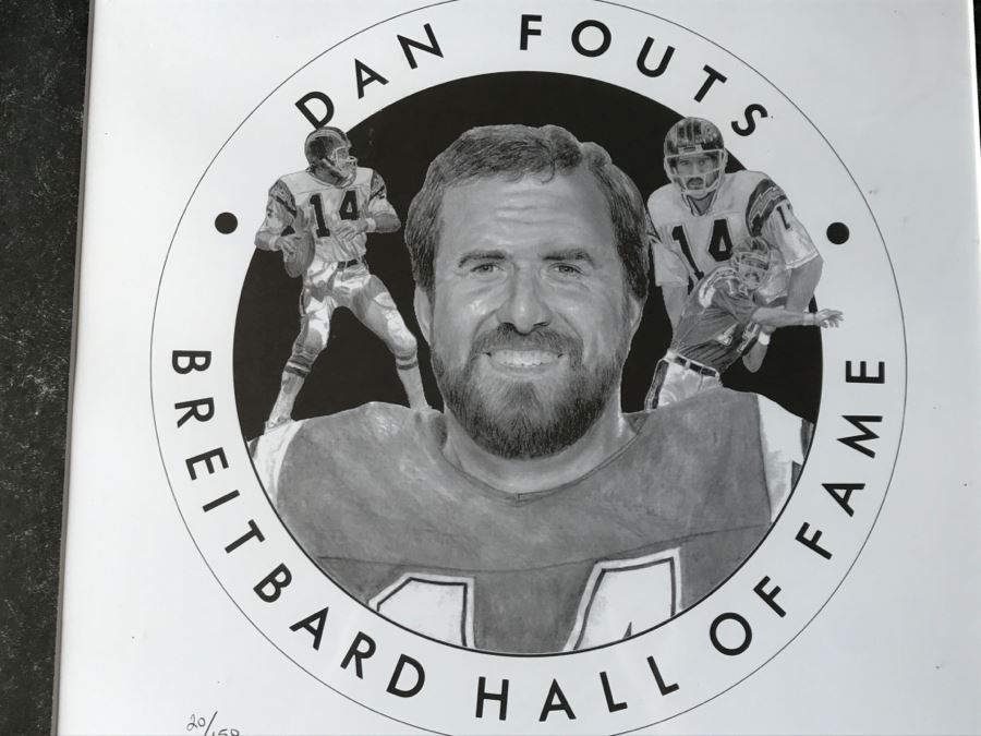 Dan Fouts San Diego Chargers Print From Breitbard Hall Of Fame 20 Of 150 Hand Signed By Dan Fouts And Artist (Glass Has Chip In Upper Right) [Photo 6]