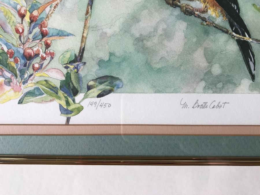 Pair Of Framed Limited Edition Bird Prints By M. Booth Cabot Hand Signed [Photo 6]