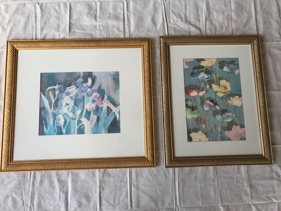 Pair Of Framed Limited Edition Floral Prints By Patricia Bynum Watkins One Is Hand Signed [Photo 1]