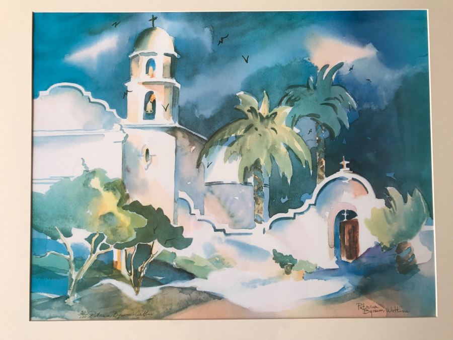 Framed Limited Edition Watercolor Print Of Mission By Patricia Bynum Watkins [Photo 1]