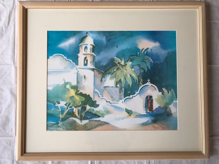 Framed Limited Edition Watercolor Print Of Mission By Patricia Bynum Watkins [Photo 2]