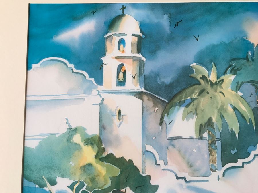 Framed Limited Edition Watercolor Print Of Mission By Patricia Bynum Watkins [Photo 5]