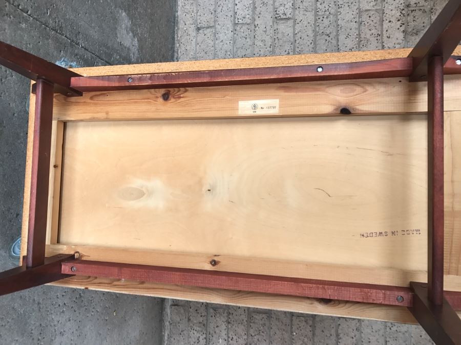 Mid Century Egon Ostergaard Cylinder Rolltop Secretary Desk Made in Sweden 35.25ʺW X 18.5ʺD X 38.375ʺH (Some Of Veneer On Back Edges Are Chipped) [Photo 4]