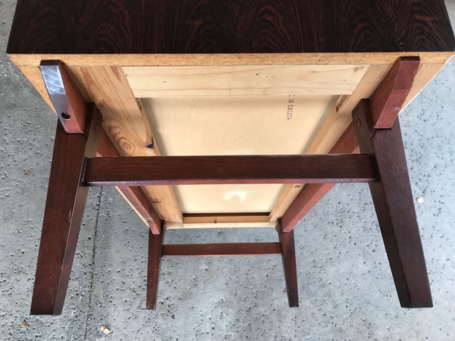 Mid Century Egon Ostergaard Cylinder Rolltop Secretary Desk Made in Sweden 35.25ʺW X 18.5ʺD X 38.375ʺH (Some Of Veneer On Back Edges Are Chipped) [Photo 7]