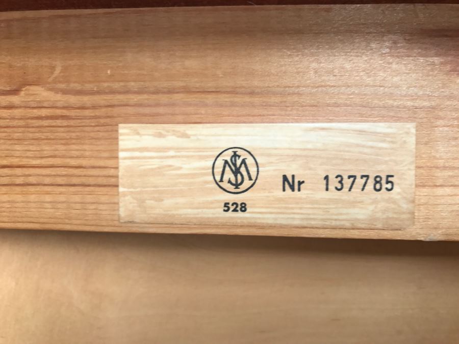 Mid Century Egon Ostergaard Cylinder Rolltop Secretary Desk Made in Sweden 35.25ʺW X 18.5ʺD X 38.375ʺH (Some Of Veneer On Back Edges Are Chipped) [Photo 5]