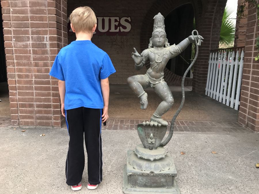 Antique Bronze Sculpture Of Krishna Dancing on Kaliya (Kaliyahimarddaka