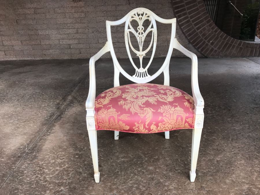 Vintage Ornate Armchair With Chinoiserie Fabric [Photo 1]