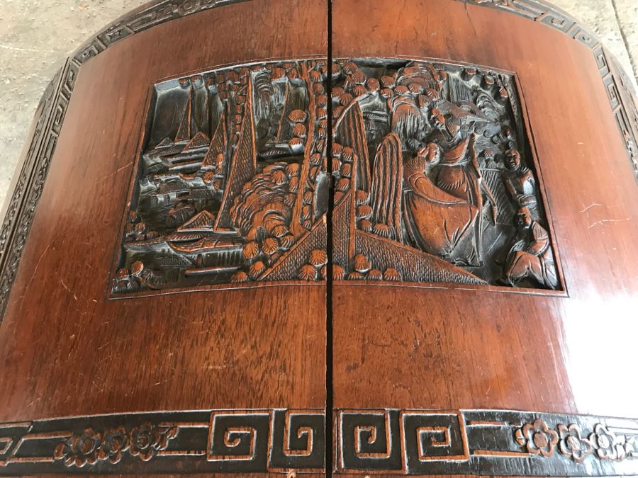 Vintage Asian Relief Carved Domed Cedar Lined Chest [Photo 6]