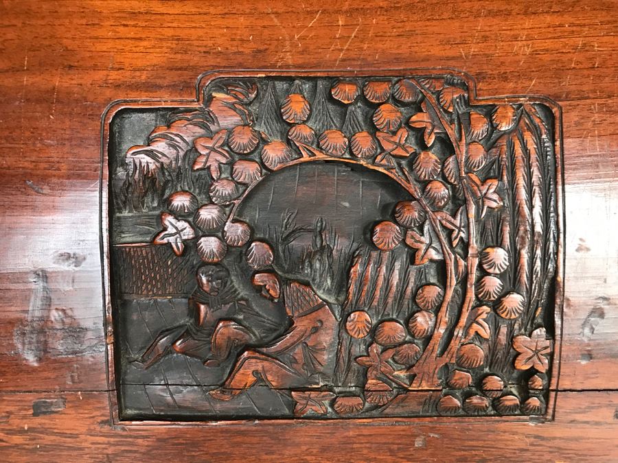 Vintage Asian Relief Carved Domed Cedar Lined Chest [Photo 12]
