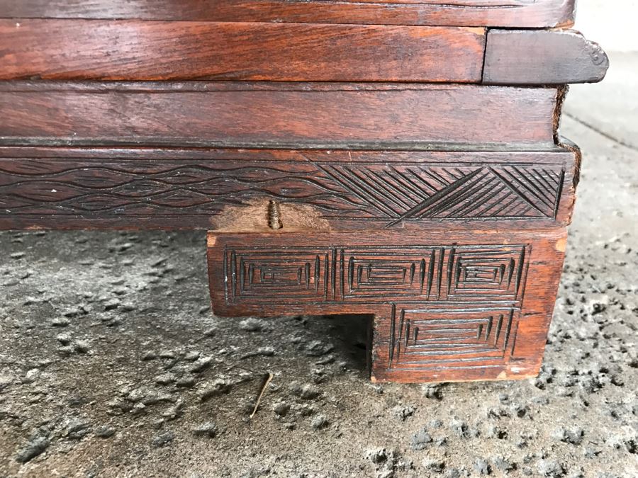 Vintage Asian Relief Carved Domed Cedar Lined Chest [Photo 15]