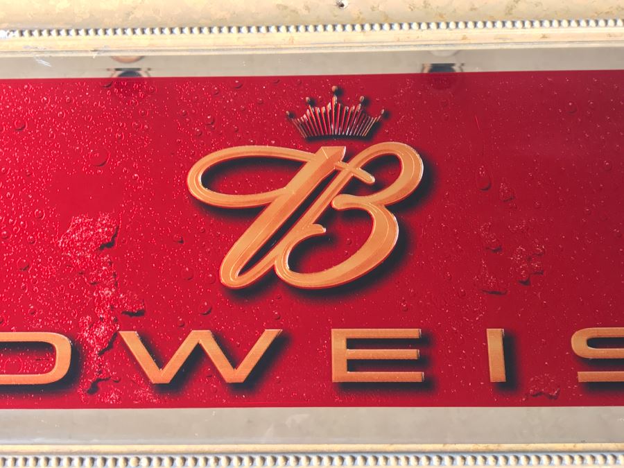 Anheuser Busch Budweiser Glass Wall King Of Beers Advertising With Frame [Photo 3]