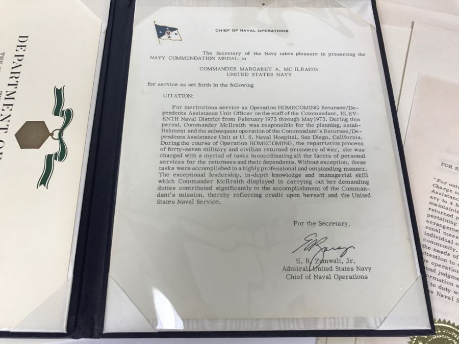 US NAVY Admiral Female Formal Evening Mess Tiara And Various Naval Certificates And Plaques [Photo 23]