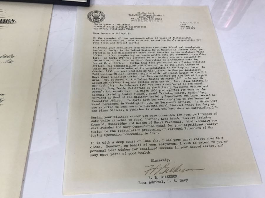 US NAVY Admiral Female Formal Evening Mess Tiara And Various Naval Certificates And Plaques [Photo 14]