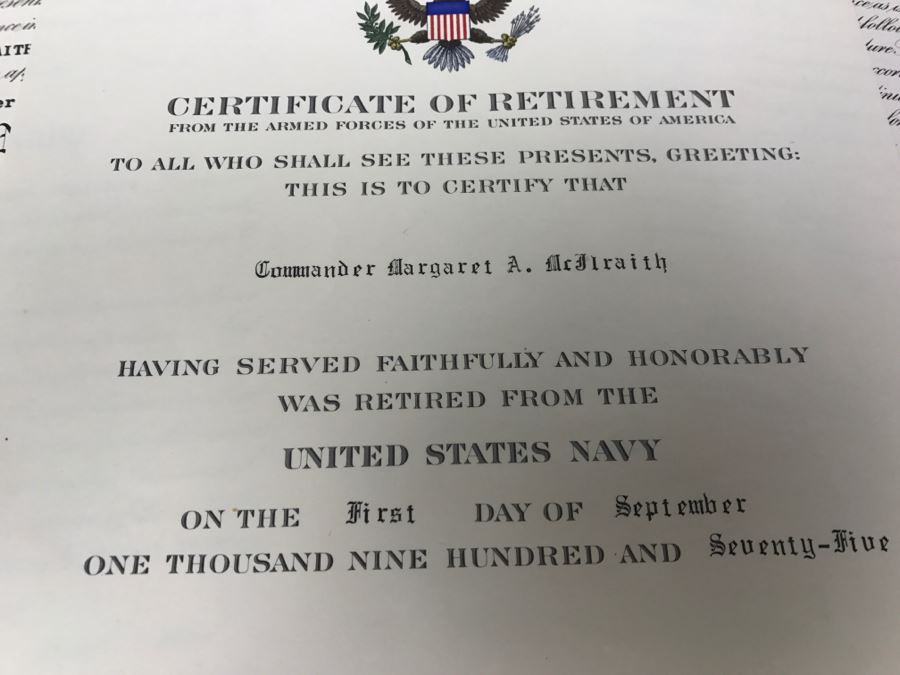 US NAVY Admiral Female Formal Evening Mess Tiara And Various Naval Certificates And Plaques [Photo 9]