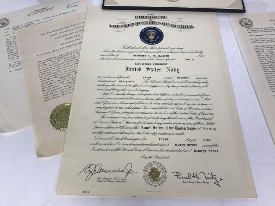 US NAVY Admiral Female Formal Evening Mess Tiara And Various Naval Certificates And Plaques [Photo 16]