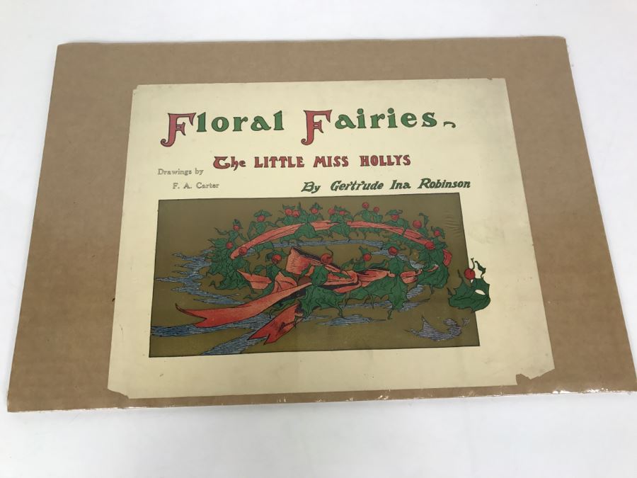 Original Book Cover Illustration By F. A. Carter Of Floral Fairies The Little Miss Hollys By Gertrude Ina Robinson Drawings By F. A. Carter Fernando Carter (1855-1931) [Photo 2]