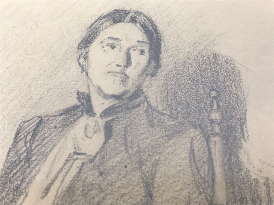 Original Sketch Of Woman In Rocking Chair By F. A. Carter Titled Leonia, NJ 1908 Fernando Carter (1855-1931) [Photo 6]