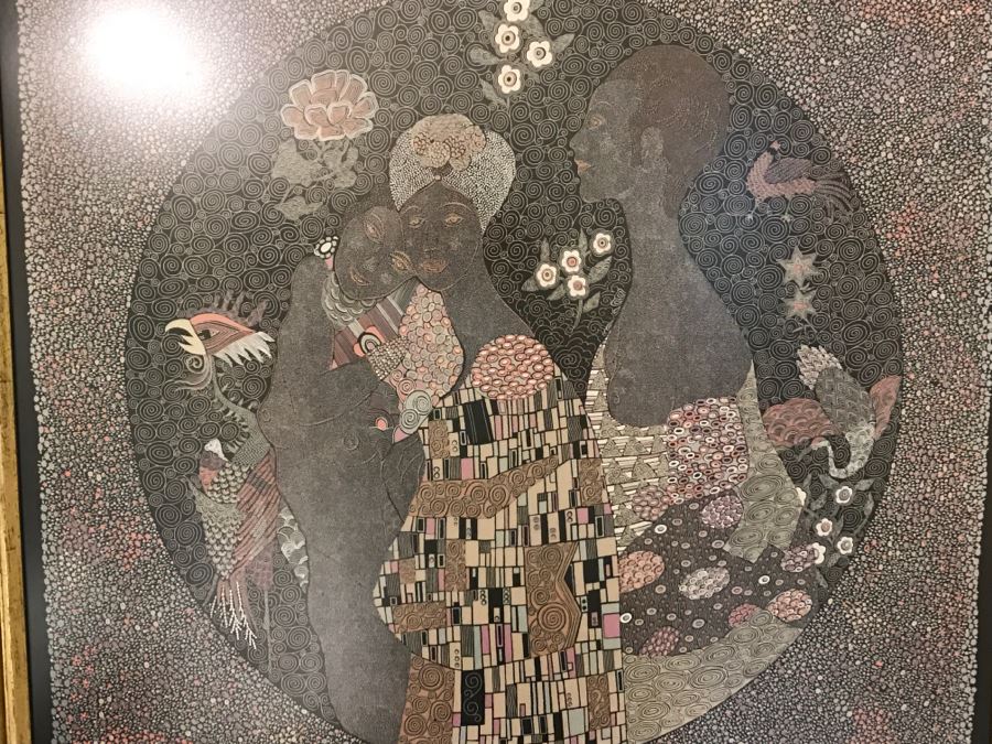 Framed BOTTEGA VENETA Scarf Of Gustav Klimt Painting Mint Condition [Photo 2]