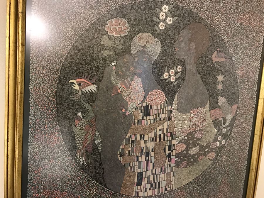 Framed BOTTEGA VENETA Scarf Of Gustav Klimt Painting Mint Condition [Photo 10]