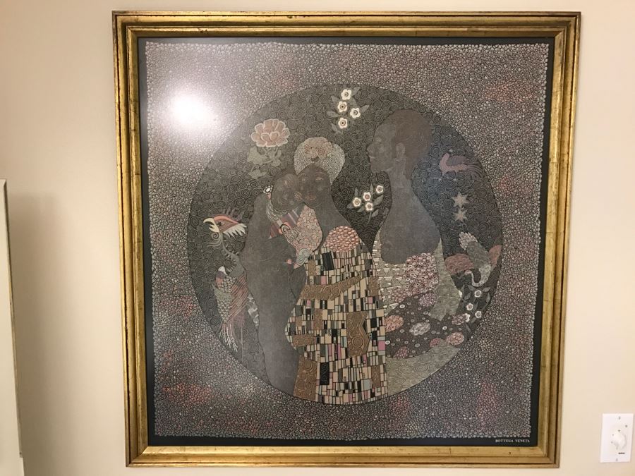 Framed BOTTEGA VENETA Scarf Of Gustav Klimt Painting Mint Condition [Photo 1]