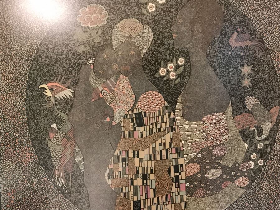 Framed BOTTEGA VENETA Scarf Of Gustav Klimt Painting Mint Condition [Photo 12]