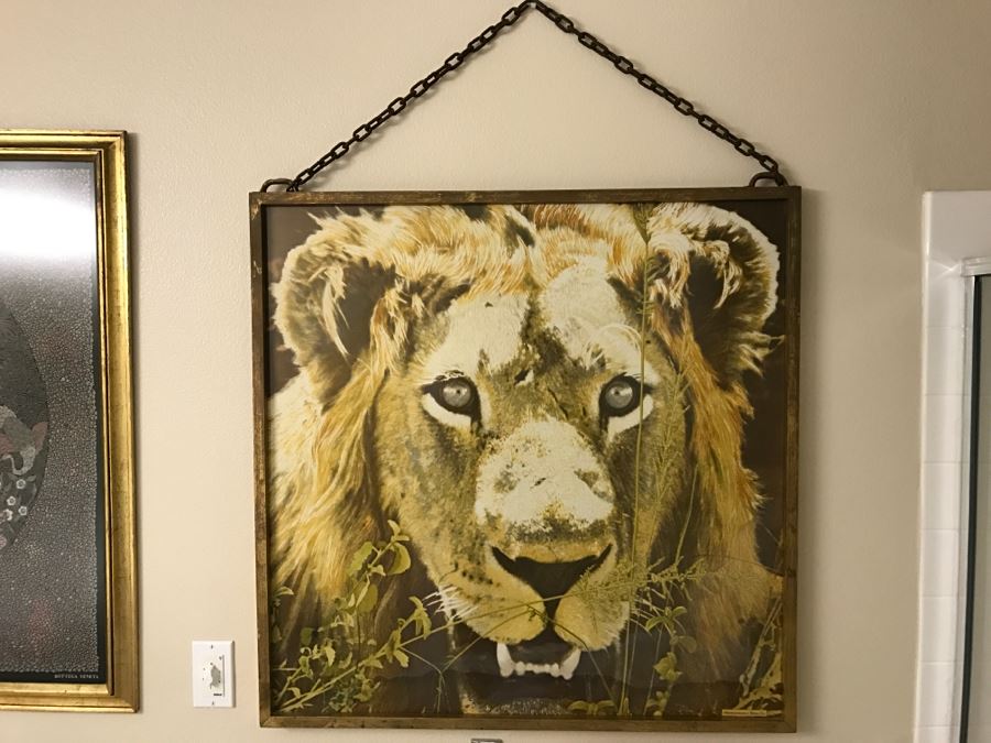 Framed Abercrombie & Fitch Co Lion Scarf Mint Condition [Photo 2]